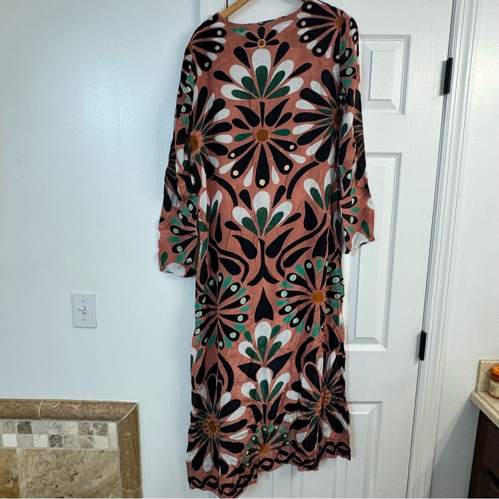 Farm Rio Womens Ainika Flowers Long Sleeve Maxi Dress Small Pink - Picture 5 of 5